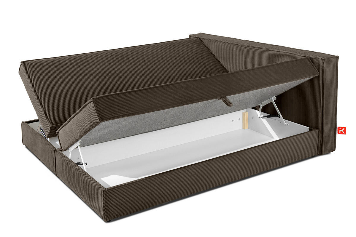 BOXSPRINGBETT ROTI mit Stauraum, braun - Schwarz/Braun, Holz/Holzwerkstoff (180/200cm) - KONSIMO®