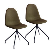 ESSZIMMERSTUHL 2er Set Stoffbezug Olive - Dunkelgrün/Schwarz, Textil/Metall (44/87/40cm) - SVITA