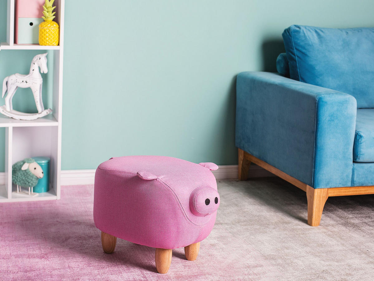 HOCKER Piggy 32/50/35 cm - Pink, Kunststoff/Textil (50/35/32cm) - Beliani