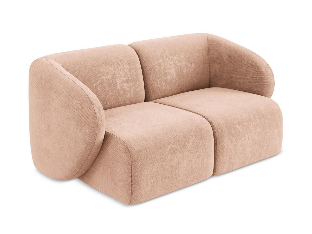 2-SITZER-SOFA Chenille Stoff Pink - Koralle/Schwarz, Holzwerkstoff/Kunststoff (174/75/94cm) - Makamii