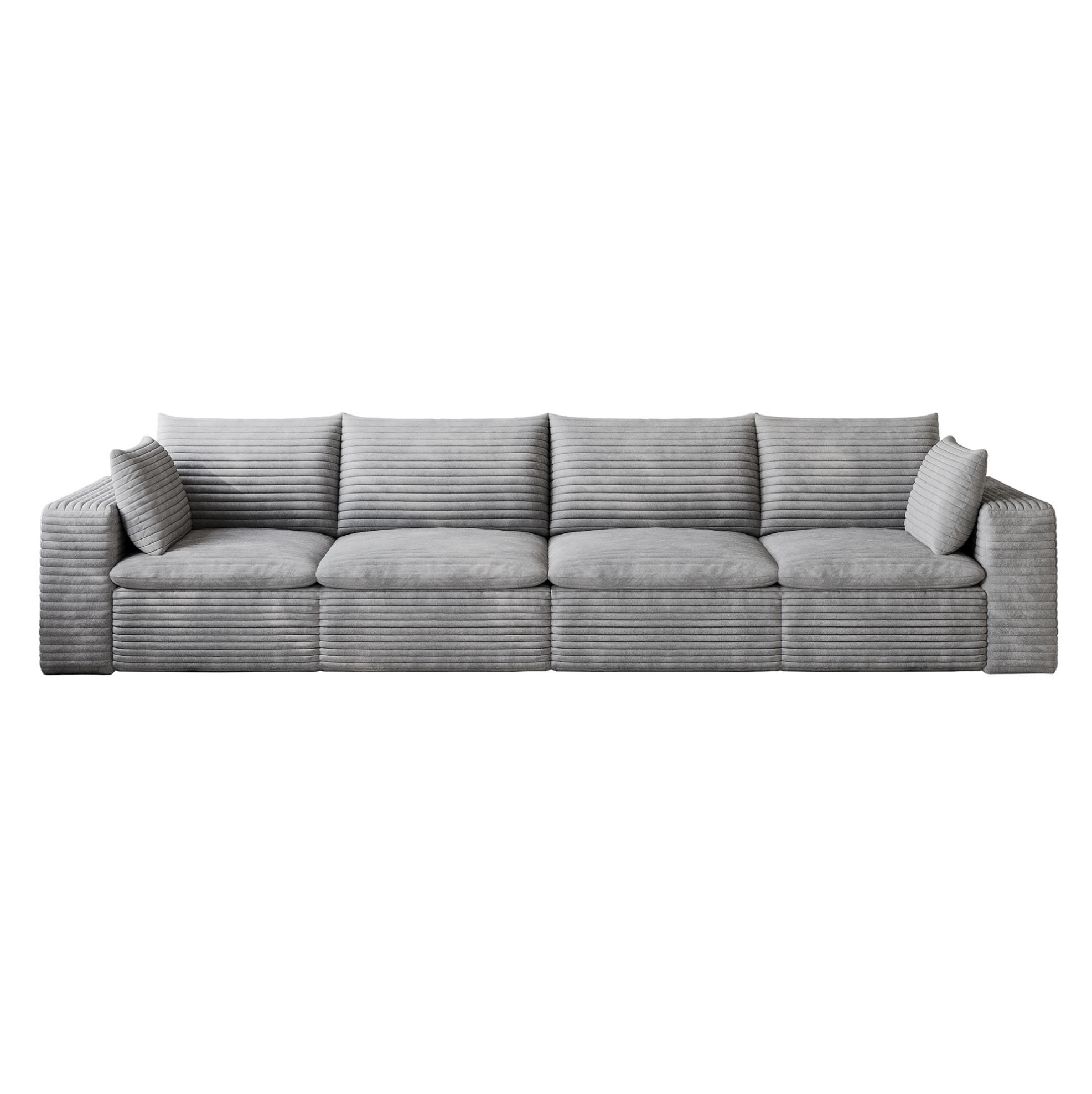 4-SITZER-SOFA aus Stoff 340 cm Grau mit abnehmbarer Polsterung und flexiblem Doppelschicht-Design - Grau, Textil (340/60/90cm) - Modfu