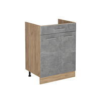 DULAP DE BAZĂ DE BUCĂTĂRIE R-Line, beton/Stejar auriu, 60 cm cu sertar fără blat de lucru - stejar miere/gri, compozit lemnos (60/81.6/46cm) - Vicco