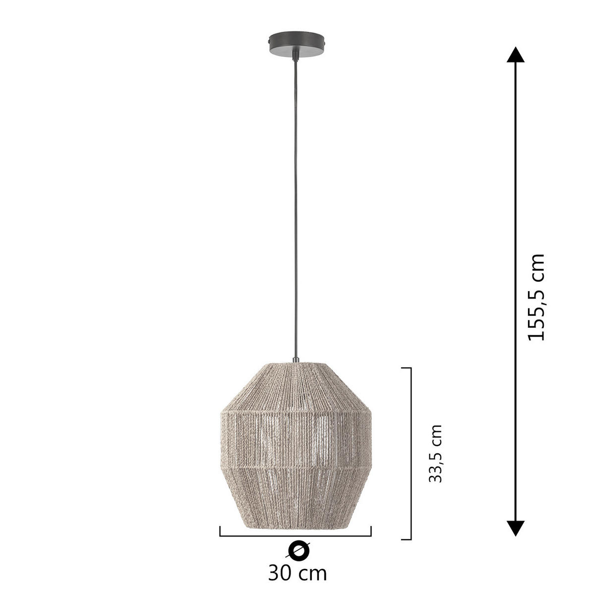 HÄNGELEUCHTE﻿ 30/30/155 Ishi - Beige, Naturmaterialien (30/30/155cm) - VS Venta-stock