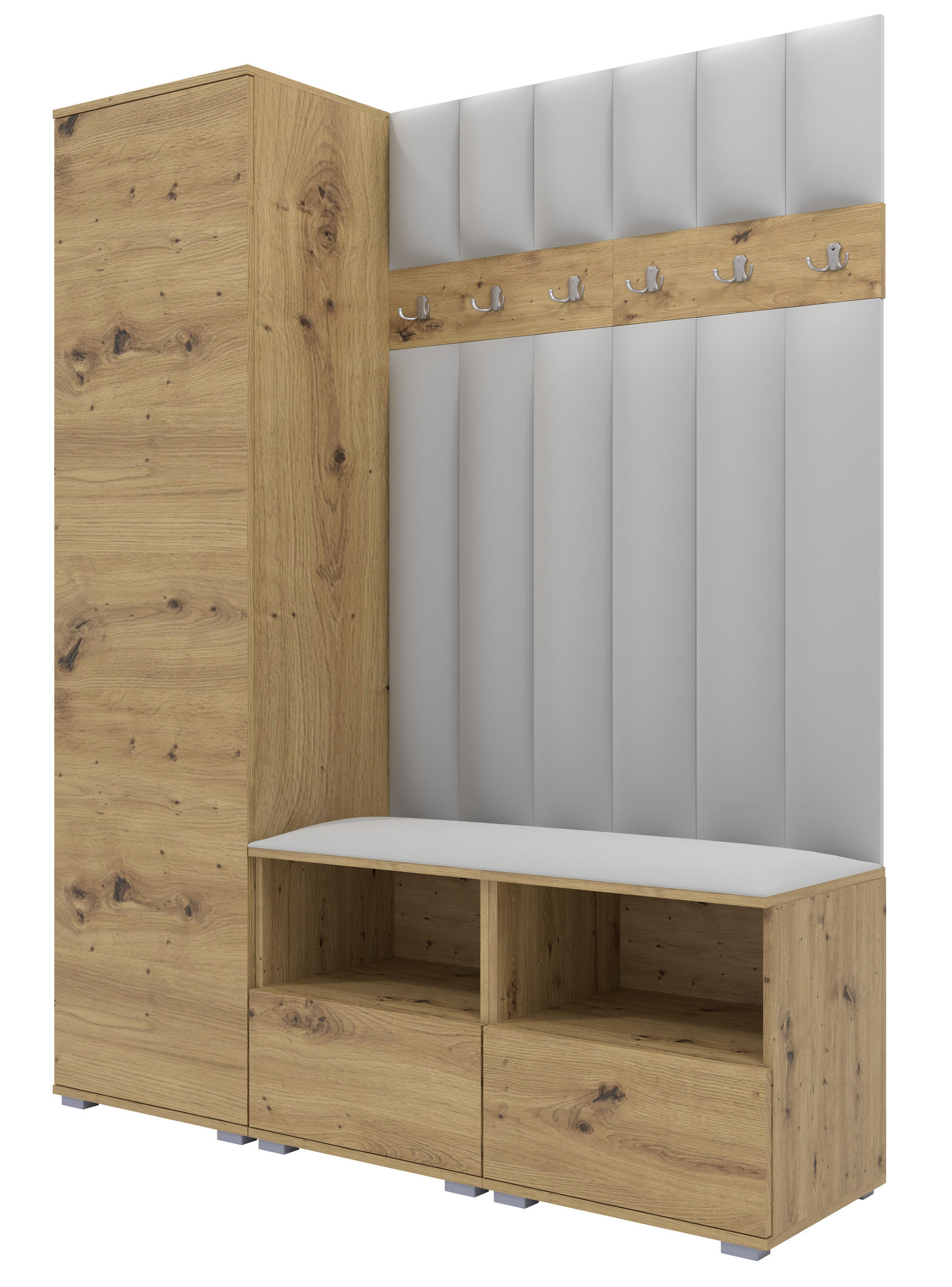 Ravio Gepolstert Eiche Artisan, Hellgrau 150x187x40 cm