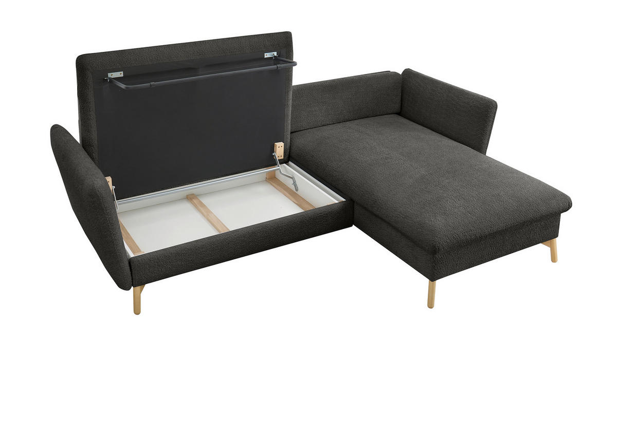 ECKSOFA S11 Ambriamo Anthrazit 258/91/167 cm Recamiere rechts - Anthrazit, Textil (258/167cm) - Livojo