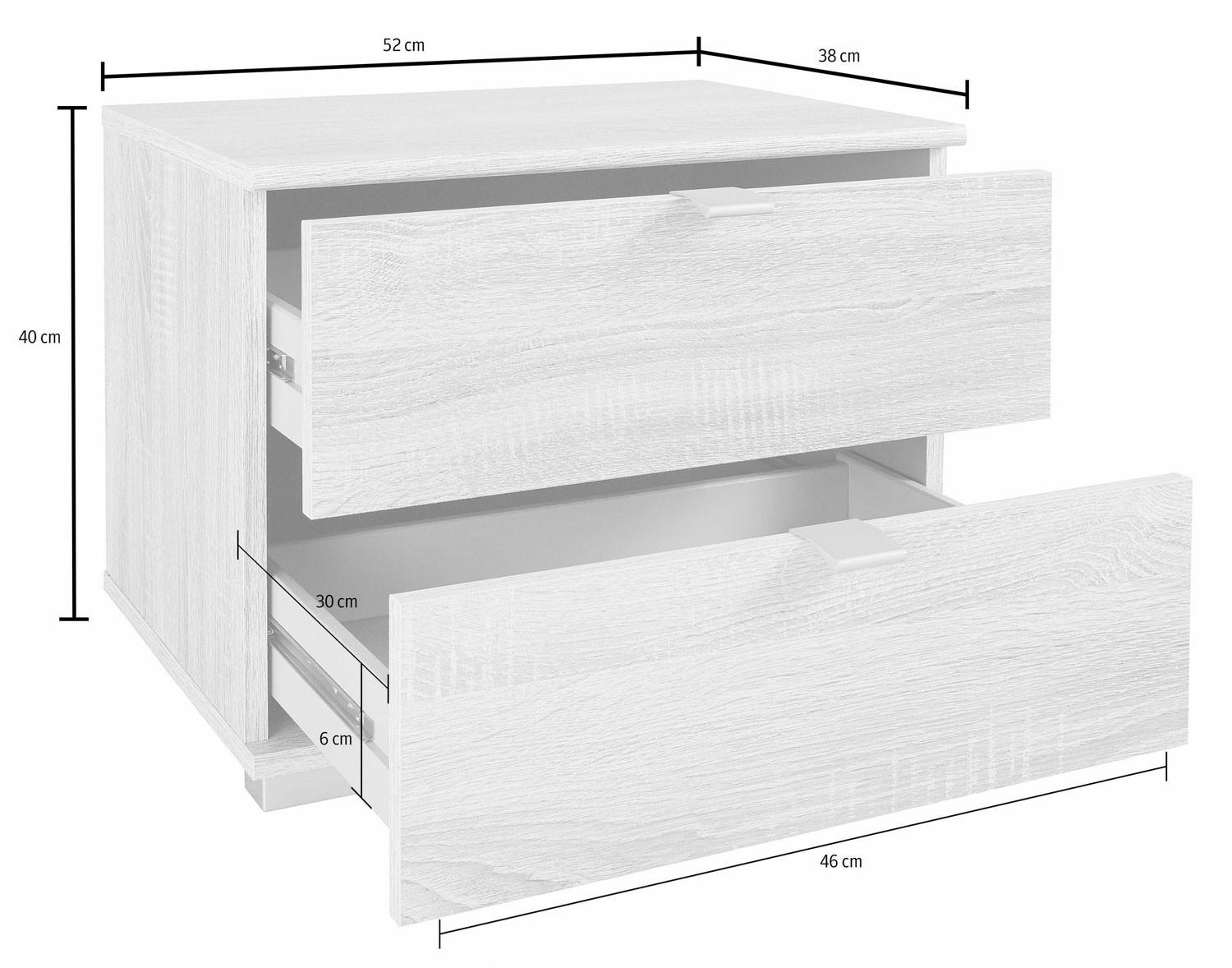 NACHTKONSOLE Easy Plus graphit 52 / 38 / 40cm - Graphitfarben/Grau, Holz/Holzwerkstoff (52/38/40cm) - Wimex