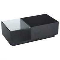 COUCHTISCH DE-208 LED Hochglanz Weiß/Schwarz - Schwarz, Holzwerkstoff (50/100/47cm) - ComfortXL