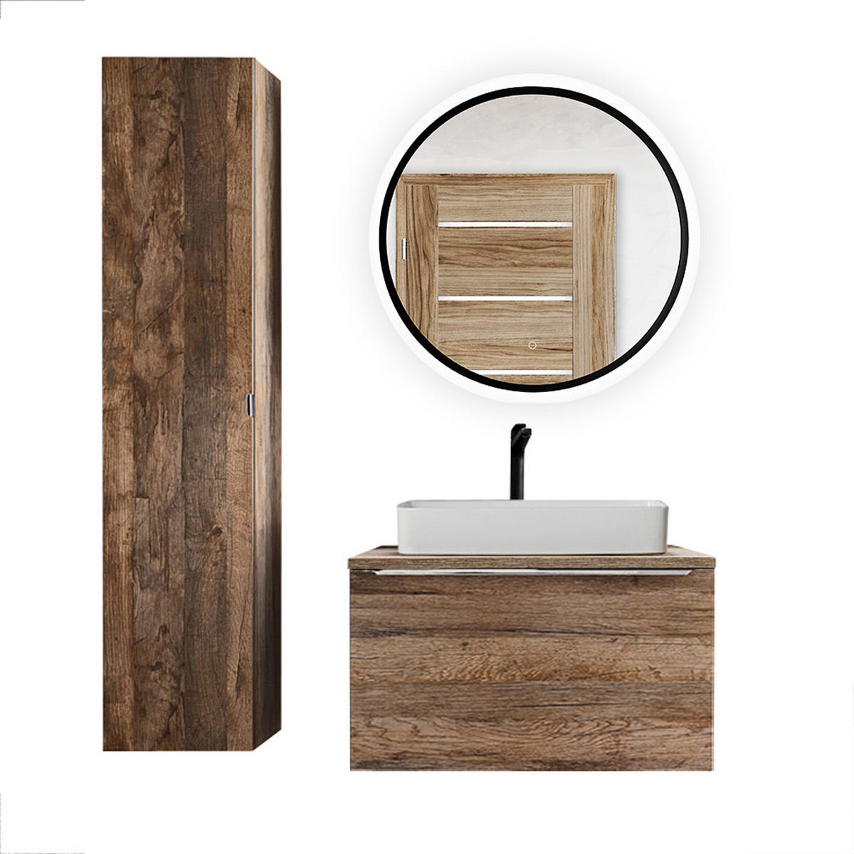 BADMÖBEL-SET 4-TLG. Puebla-56 - Braun, Holzwerkstoff (130/200/46cm) - Lomado