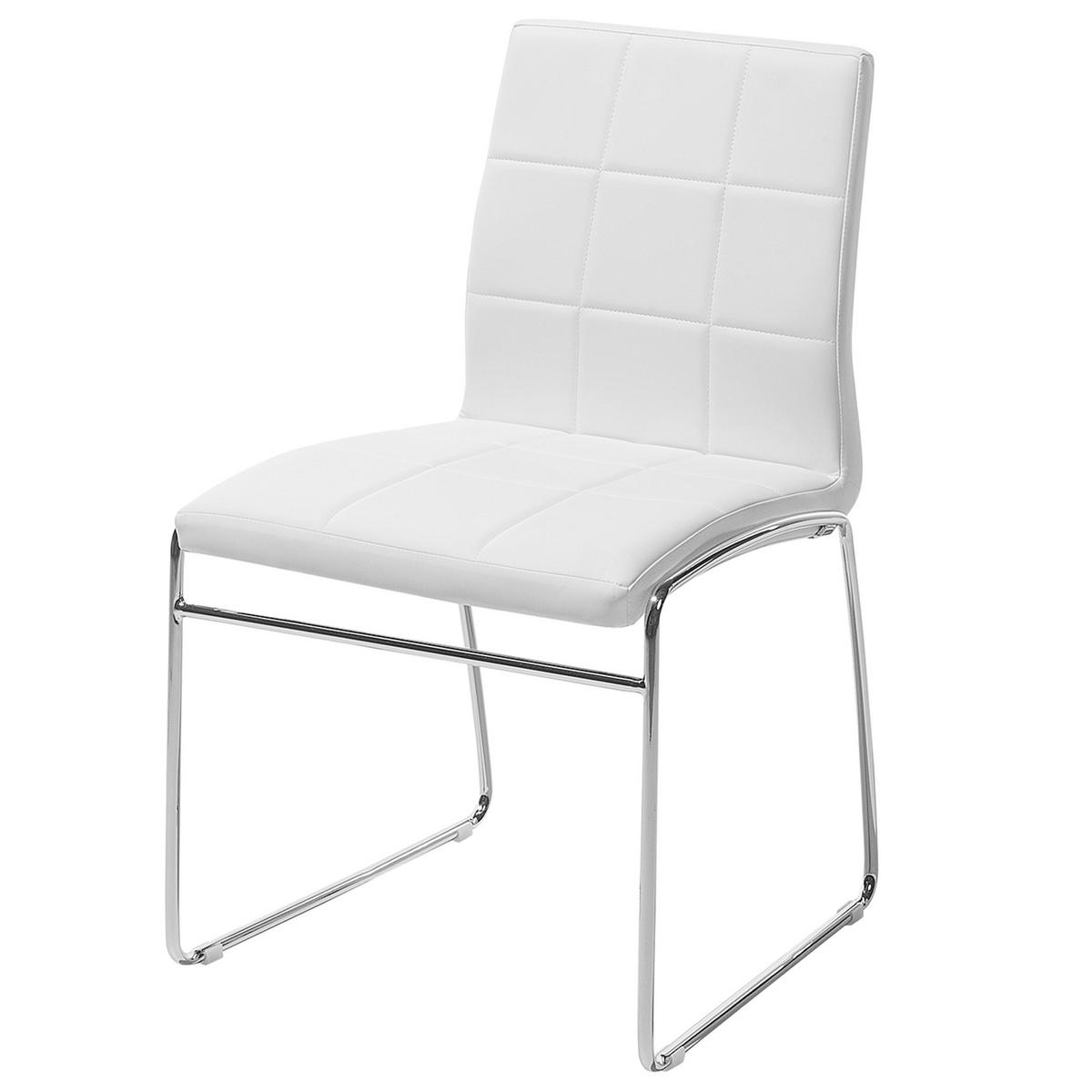 ESSZIMMERSTUHL 2er-Set Kunstleder Weiß Kiron - Weiß, Textil/Metall (50/84/54cm) - Beliani