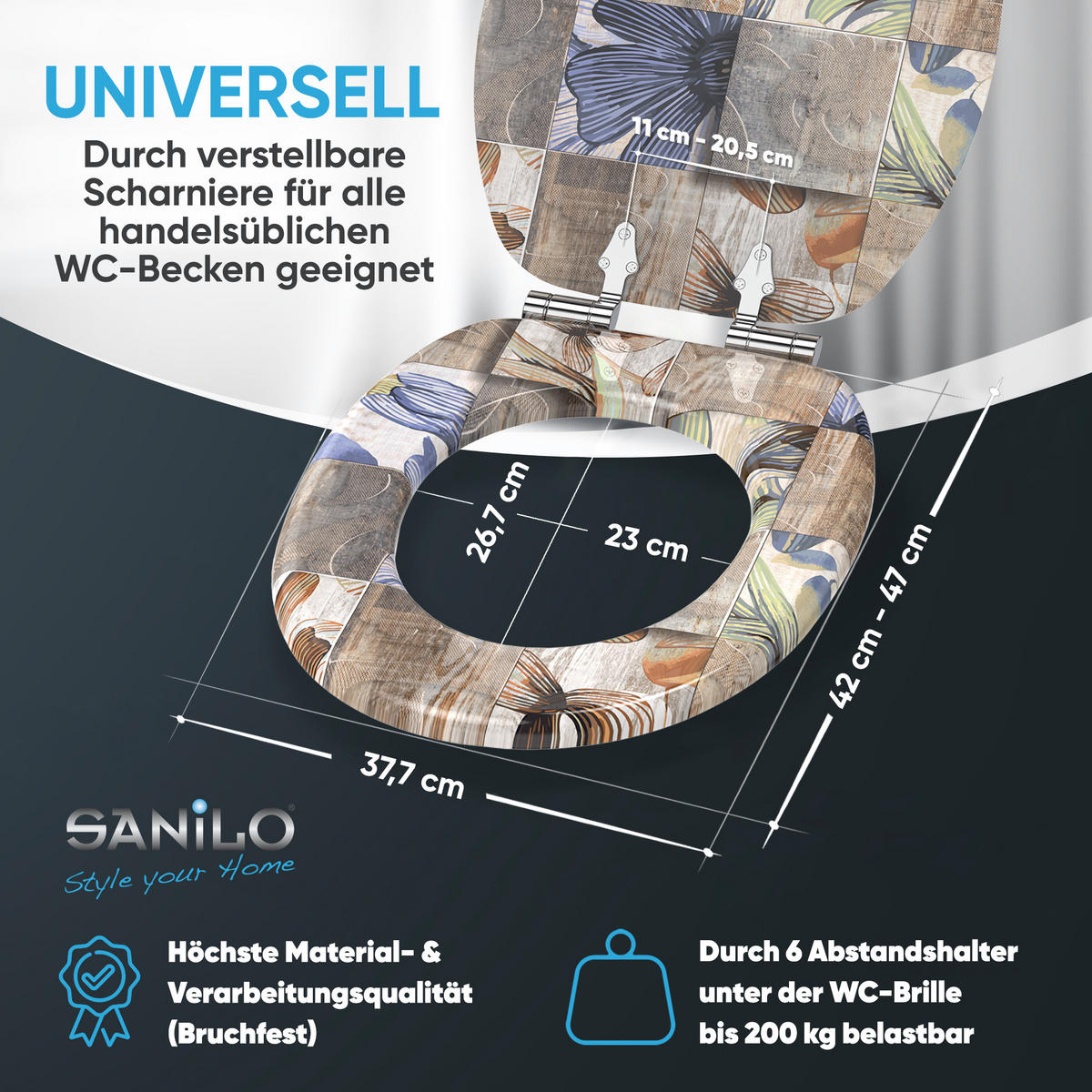 WC Sitz mit Absenkautomatik Livia - Braun, Holzwerkstoff (38/6/47cm) - Sanilo