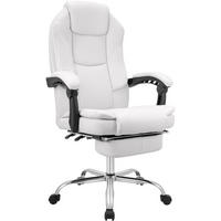 CHEFSESSEL Lederlook Weiß - Chromfarben/Weiß, Textil/Metall (67/114/64cm) - CLP