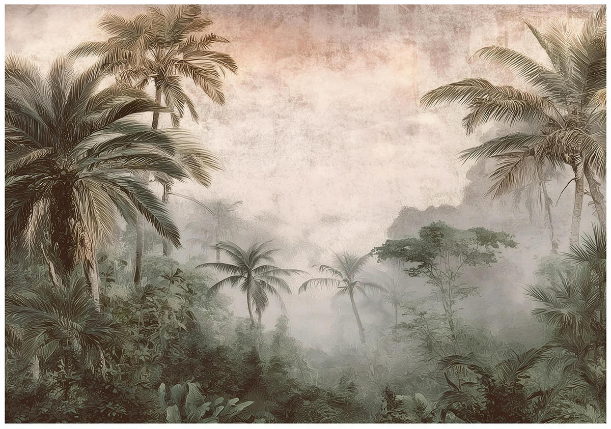 FOTOTAPETE Dschungel Beton Beige 150x105 cm - Multicolor, Papier (150/105cm) - Wallarena