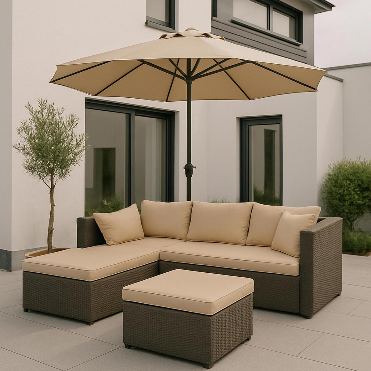 LOUNGEGARNITUR Grau, Beige - Beige/Grau, Kunststoff - MCW