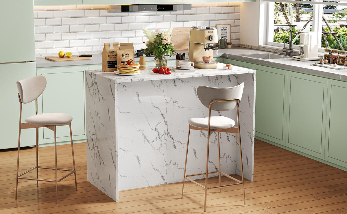 KÜCHENINSEL 120/90,5/60 cm Weiß aus MDF mit Barbereich - Weiß, Holzwerkstoff (60/90.5/120cm) - OKMYHOME