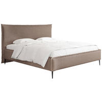 POLSTERBETT Pillow Rise mit Bettkasten, Lattenrost & hohen Metallfüßen in Braun Chenille 140x200 cm - Birkefarben/Schwarz, Holz/Holzwerkstoff (140/200cm) - WFL GROUP