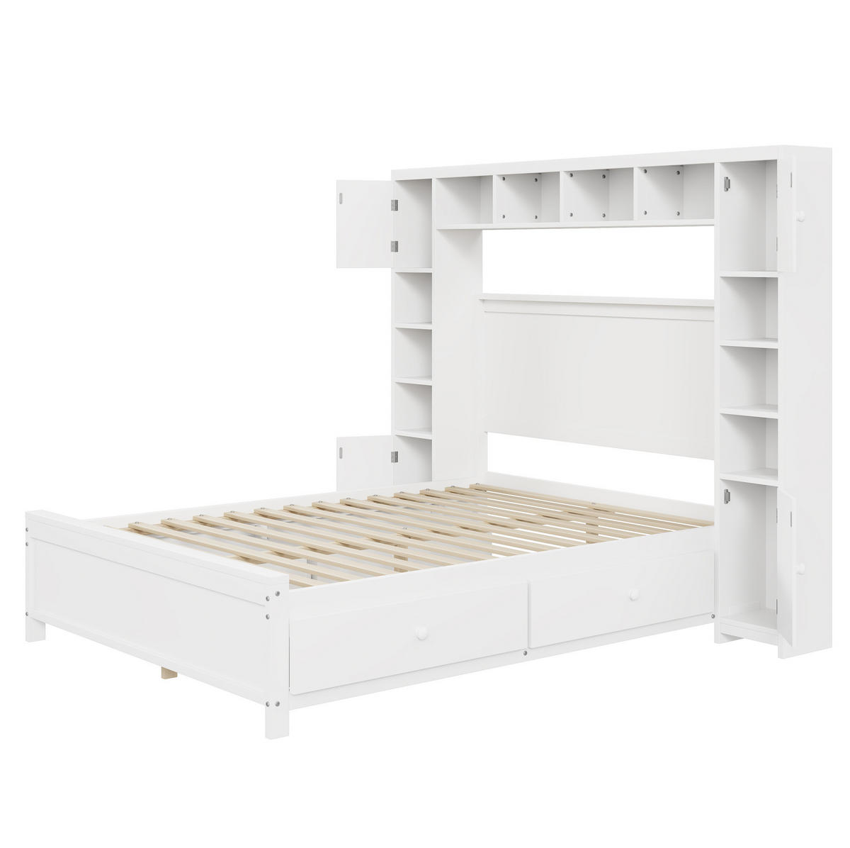 BETT mit Bettkasten 140/200 cm in Weiß – inkl. Lattenrost und 4 Schubladen - Weiß, Holz (140/200cm) - BEAOK