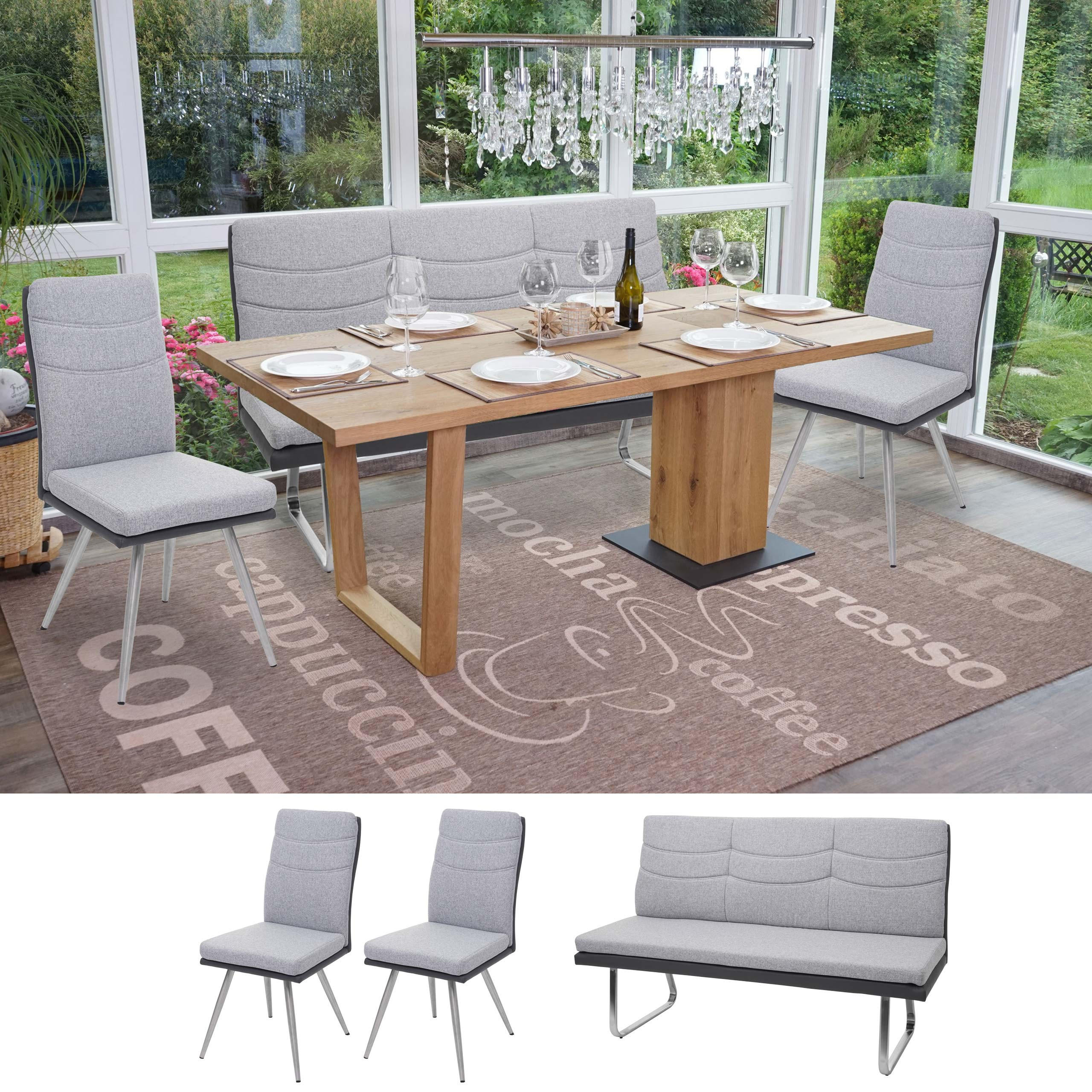 ESSZIMMER SET Grau 2er-Set - Grau, Textil (160/98/70cm) - MCW