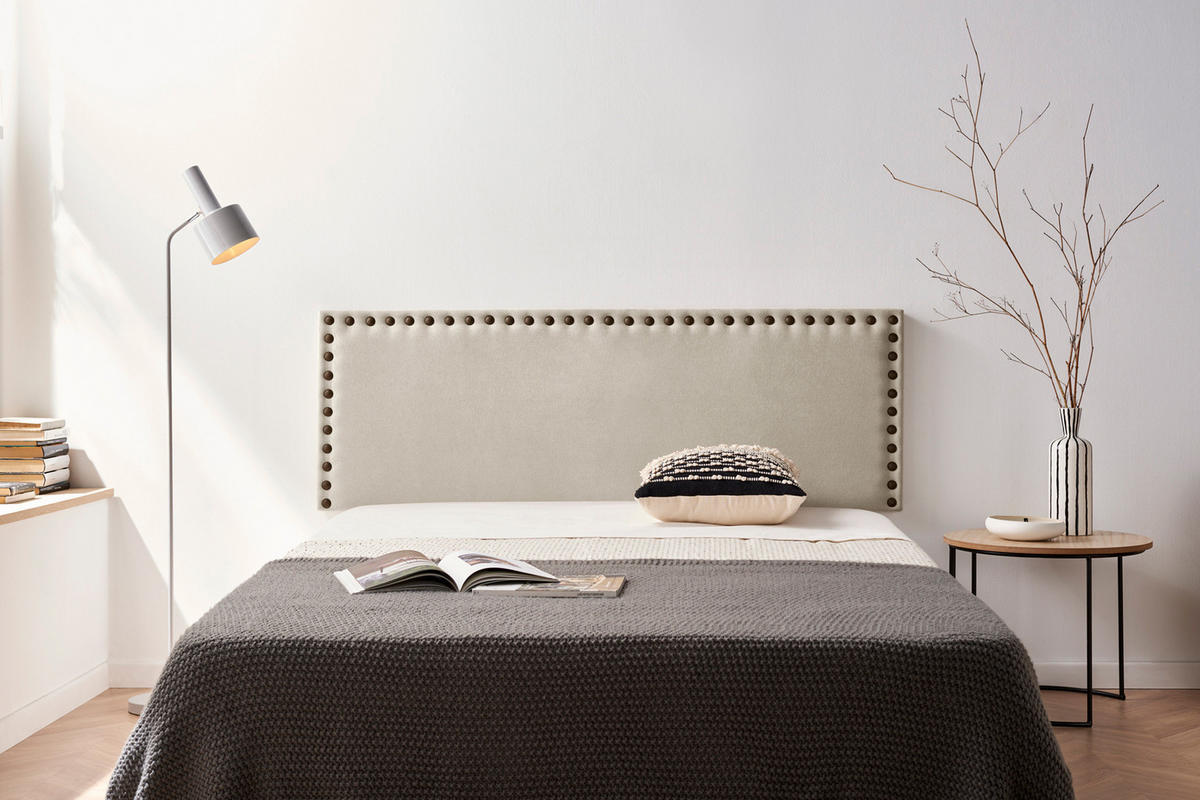 Kopfteil gepolstert MODENA Aqualine 145x55x8 cm - Getoastetes Beige - Moonia - Kaschmir, Holz (145/8/55cm)