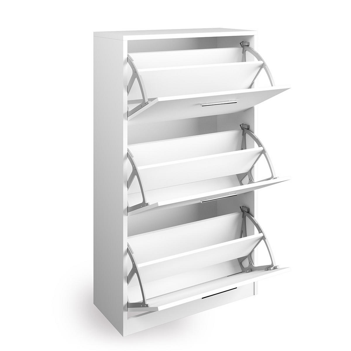SCHUHKIPPER Gizmo Weiß Hochglanz 59 x 105 cm - Weiß Hochglanz, Holzwerkstoff (59/105/22cm) - Vicco