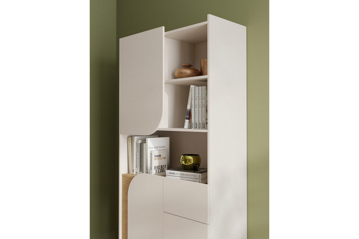STANDREGAL CARLO 02 92/195/42 cm in Macadamia / Frühlingseiche - Kaschmir, Holzwerkstoff (92/195/42cm) - Deine Möbel 24