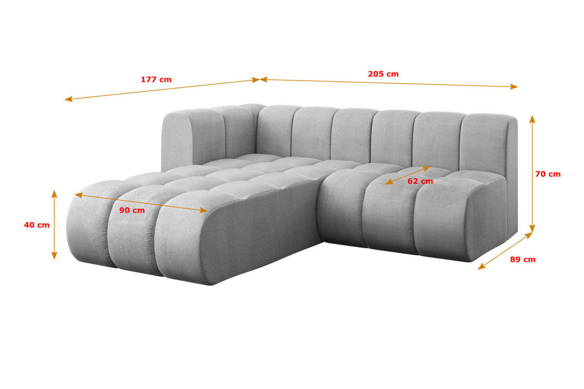 ECKSOFA modulares Sofa Darnel-L1 - 205x177x70 cm Grau - Hellgrau, Holzwerkstoff/Textil (205/177cm) - ALTDECOR