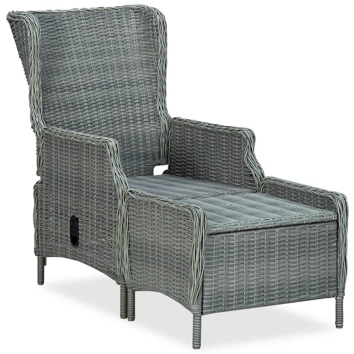 GARTENSESSEL mit verstellbarer Rückenlehne und Fußhocker, 57/88/100 cm, aus Poly Rattan, Hellgrau - Hellgrau, Naturmaterialien/Textil (88/100/57cm) - vidaXL