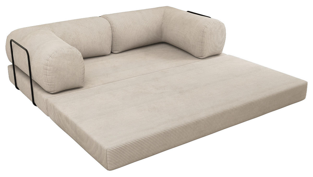 TROJMIESTNA POHOVKA ORSETTO - Krémová Manšester - čierna/krémová, kov/textil (200/70/100cm) - MKS