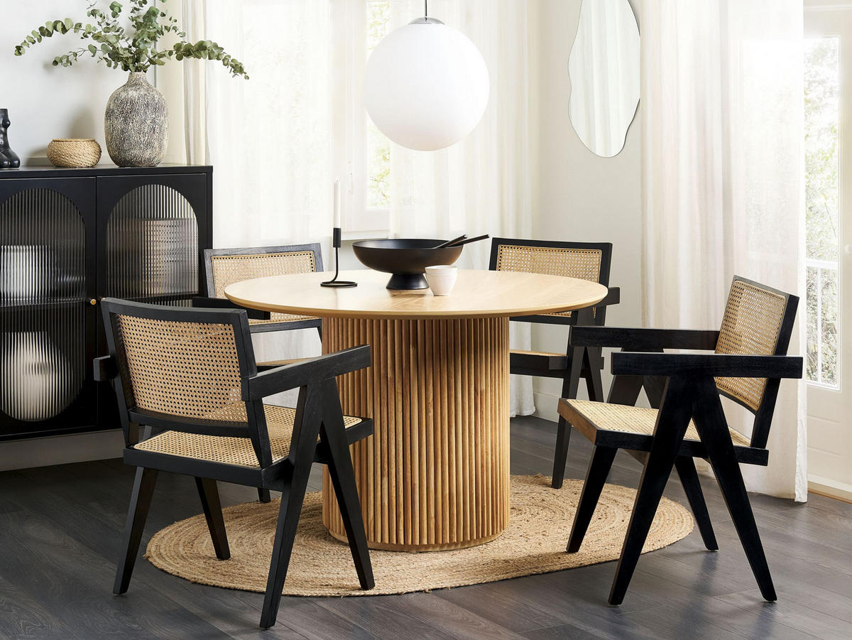 ESSZIMMERSTUHL Massivholz Schwarz Westbrook - Schwarz, Holz (55/82/58cm) - Beliani