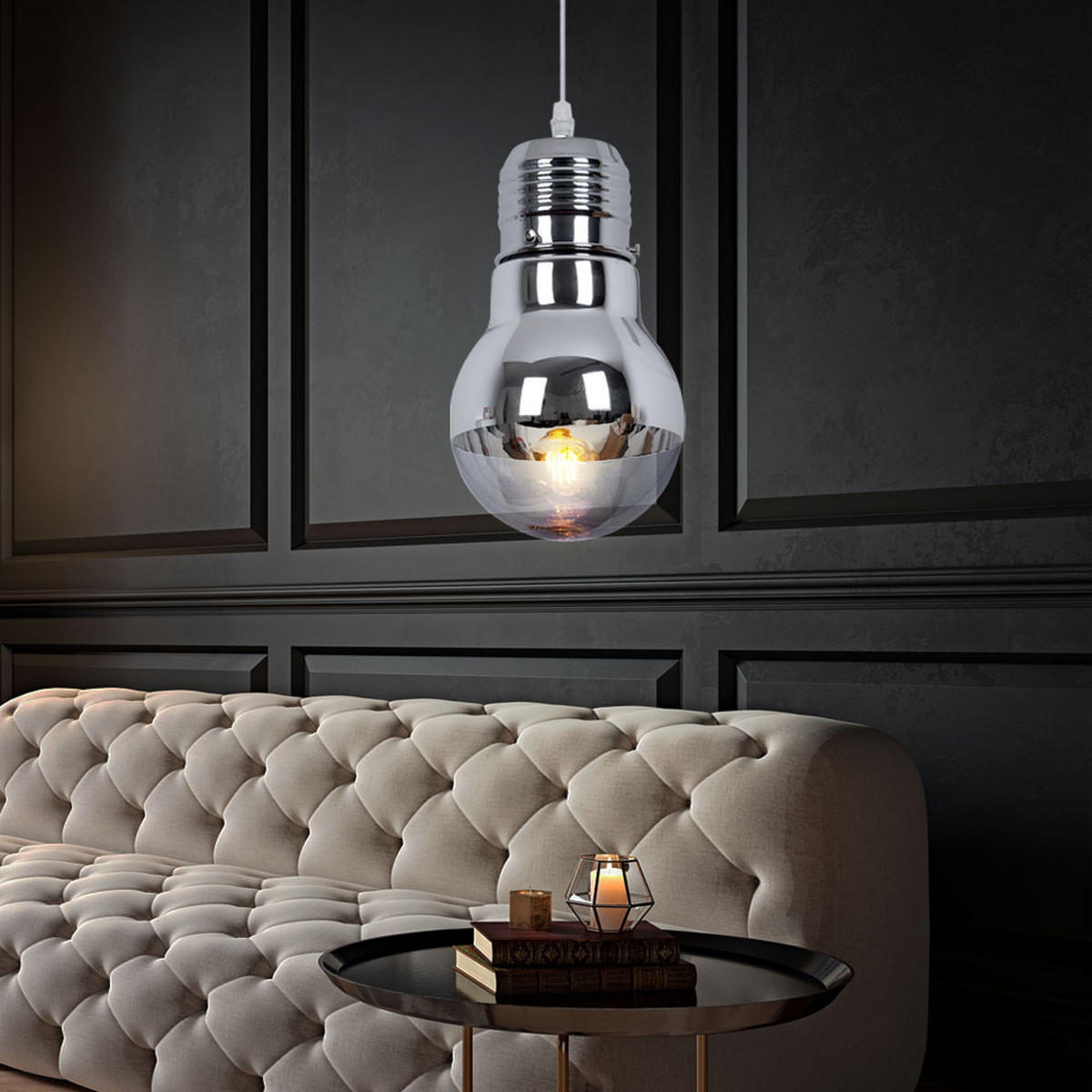 HÄNGELEUCHTE Glas Chrom Silber - Silberfarben, Glas (15/15/120cm) - Brilliant