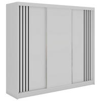 SCHWEBETÜRENSCHRANK mit Lamellen NAURU - 240 - Weiß und Schwarz - Schwarz/Alufarben, Holzwerkstoff/Metall (240/216/61cm) - MKS