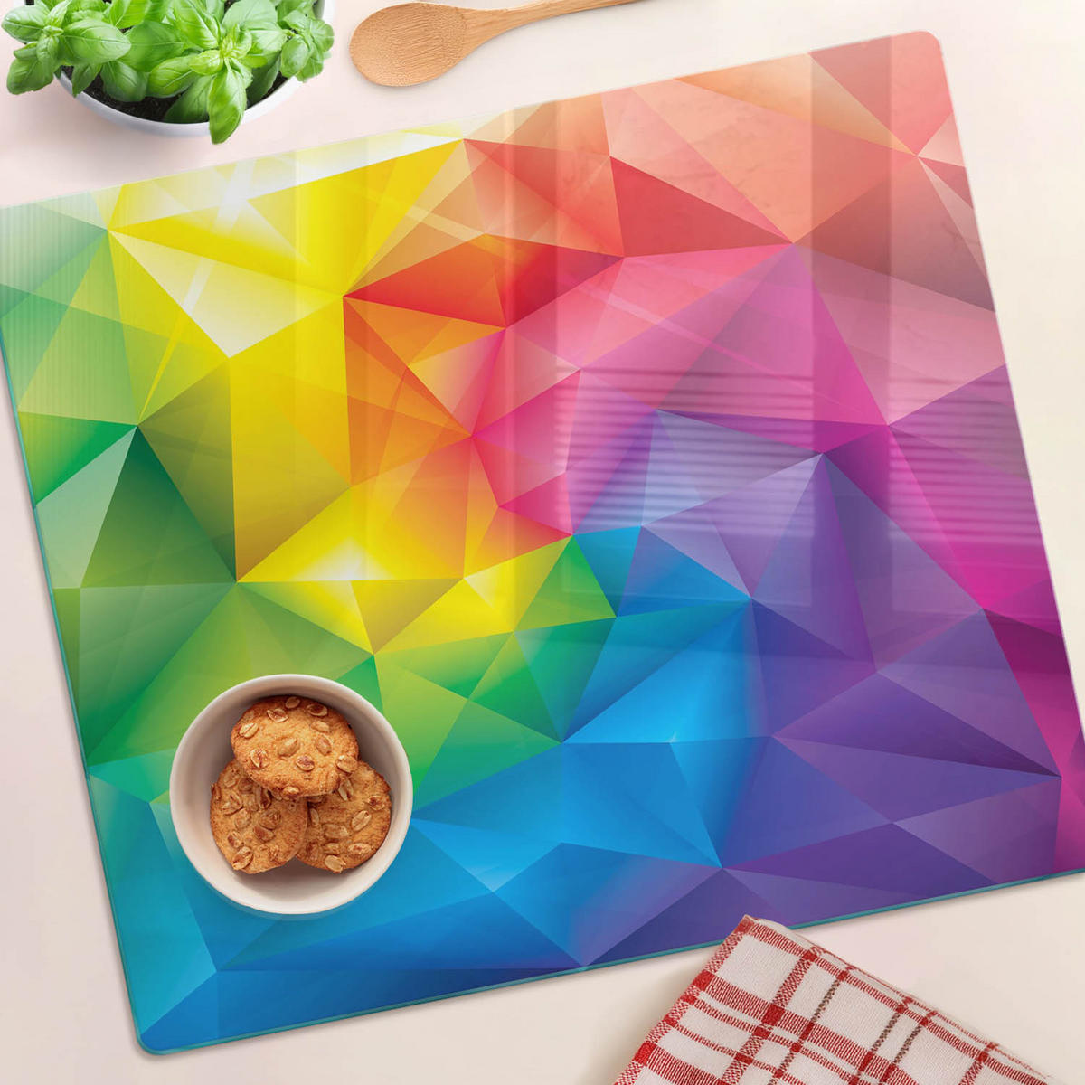 GLASPLATTE 60x52 cm Abstrakt - Multicolor, Glas (60/0.4/52cm) - TULUP