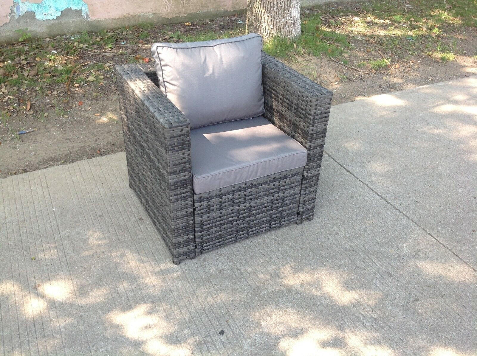 GARTENSTUHL Polyrattan 1er-Set - Dunkelgrau, Glas/Kunststoff (65/66/74cm) - Fimous