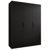 DREHTÜRENSCHRANK 202/150/52 3-türig - Schwarz, Holz/Metall (150/202/52cm) - Abiks Möbel