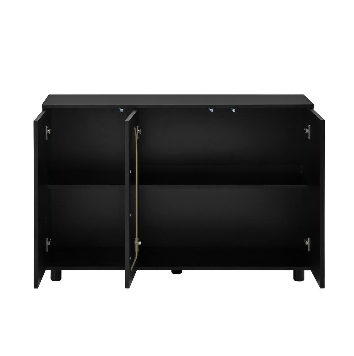 SIDEBOARD 40/69,5 cm černá z MDF, s push-to-open a skleněnou vložkou - černá, kompozitní dřevo (120/78.5/40cm) - BEAOK