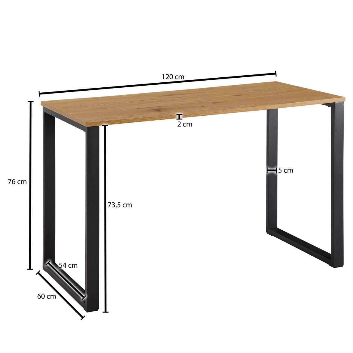 SCHREIBTISCH eckig HAZIS Eichenoptik - Braun, Holzwerkstoff (60/120/76cm) - tinkaro