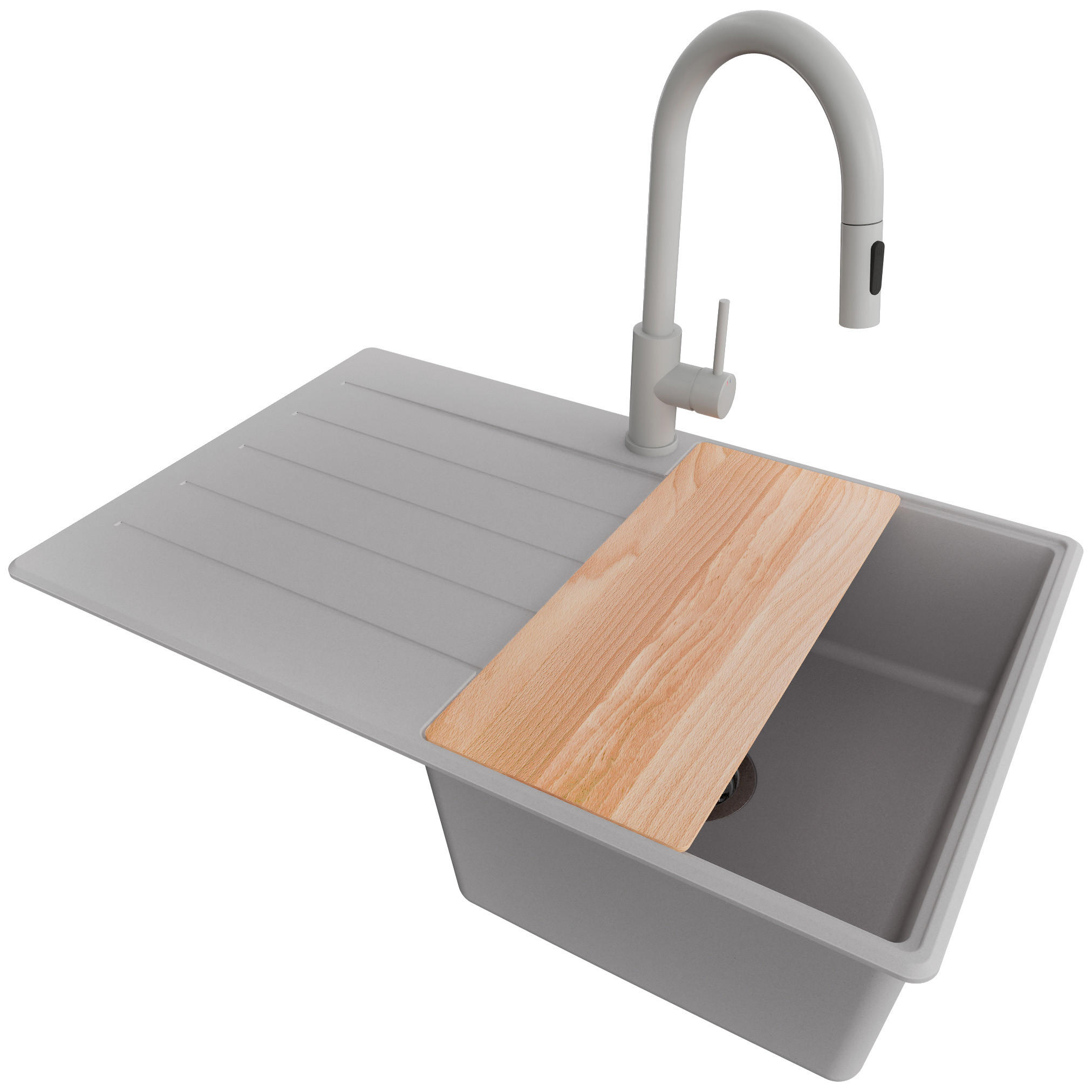 Primagran Granitspüle Grau, Chrom, Grau, Beige 78x20x50 cm