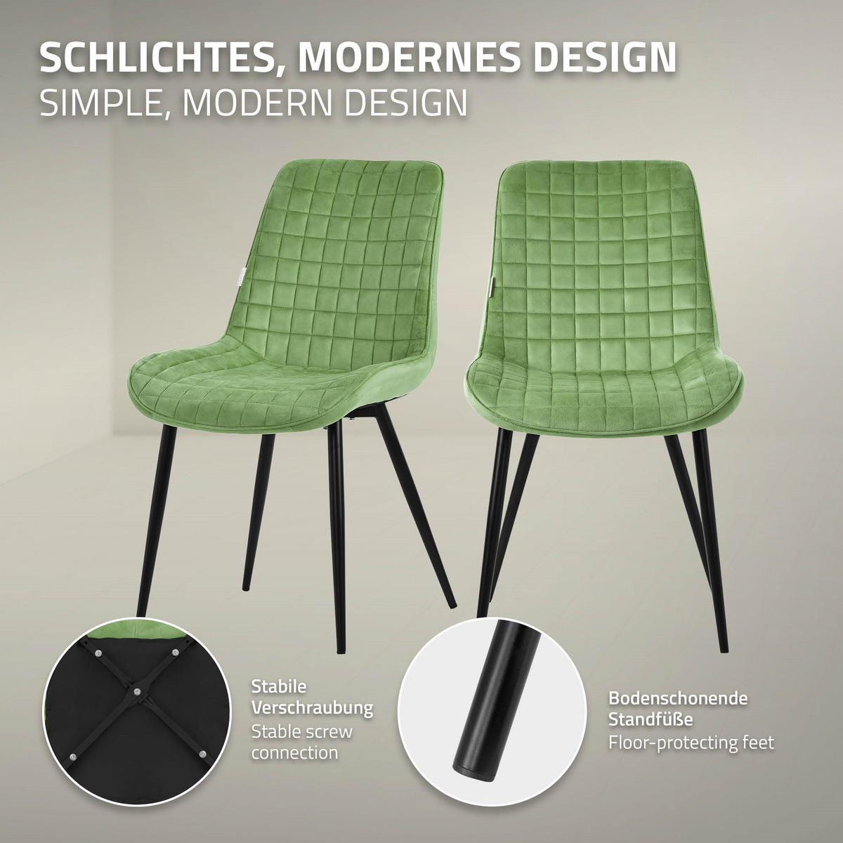 JÍDELNÍ ŽIDLE, SADA 4 KS, šalvějový samet - černá/šalvějově zelená, kov/textil (52/89/60cm) - ML-DESIGN