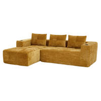 ECKSOFA 258 cm Gelb aus Chenille mit Becherhaltern - Gelb, Textil (163/258cm) - OKMYHOME