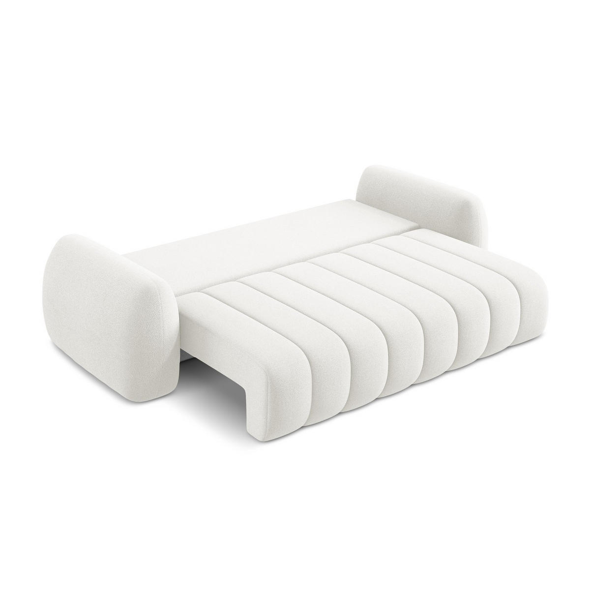 3-SITZER SOFA mit Schlaffunktion Bouclé Stoff Weiß - Schwarz/Weiß, Holzwerkstoff/Kunststoff (266/95/121cm) - LaMiaSofa
