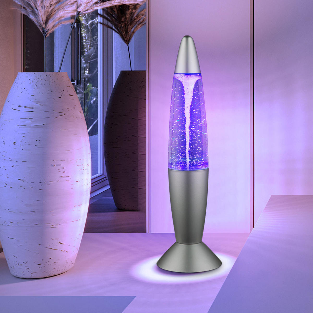 LED DEKOLEUCHTE MAGMA Silber Kunststoff - Silberfarben, Kunststoff (10/10/35.5cm) - Globo Lighting