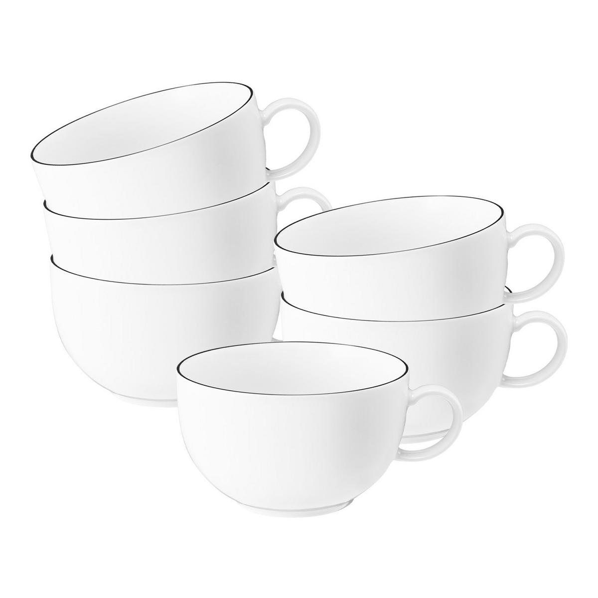 MILCHKAFFEETASSEN Lido Black Line weiß 350 ml 6er Set - Weiß, Keramik (0.35L) - Seltmann Weiden