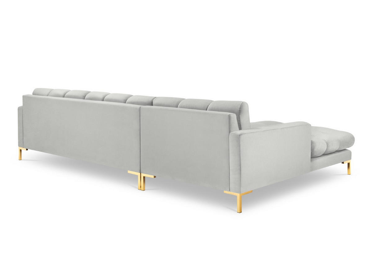 ECKSOFA links Mamaia aus Samt silber 5 Sitzplätze - Silberfarben, Textil (185/293cm) - Micadoni