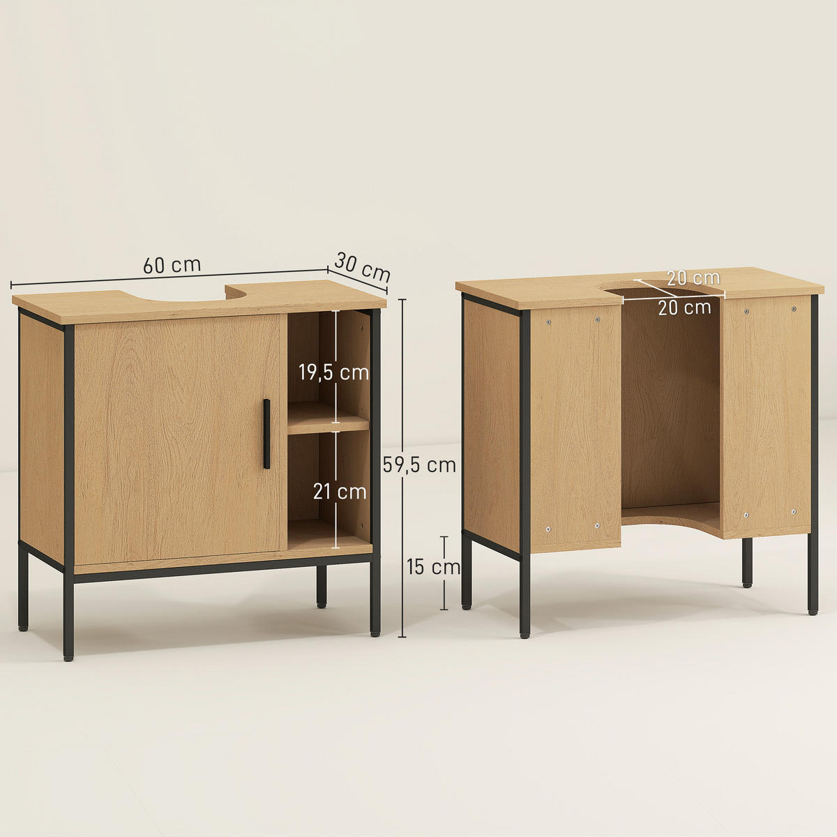 HÄNGESCHRANK Eiche 1 Stück - Beige, Metall (60/59.5/30cm) - GiPP