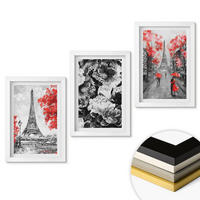 WANDBILDER 3er-Set - 20x30 cm Weißer Rahmen - graue Gemälde des Eiffelturms - Weiß, Kunststoff (20/30cm) - ArtPrintCave