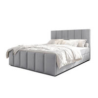 BOXBETT LEVENTE 180x200 cm mit Bettkasten und Matratze - Grau - Schwarz/Grau, Holz/Holzwerkstoff (180/200cm) - AX Living