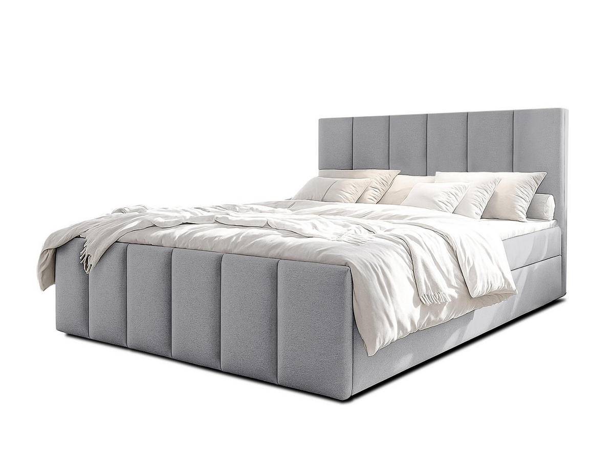 BOXBETT LEVENTE 180x200 cm mit Bettkasten und Matratze - Grau - Schwarz/Grau, Holz/Holzwerkstoff (180/200cm) - AX Living