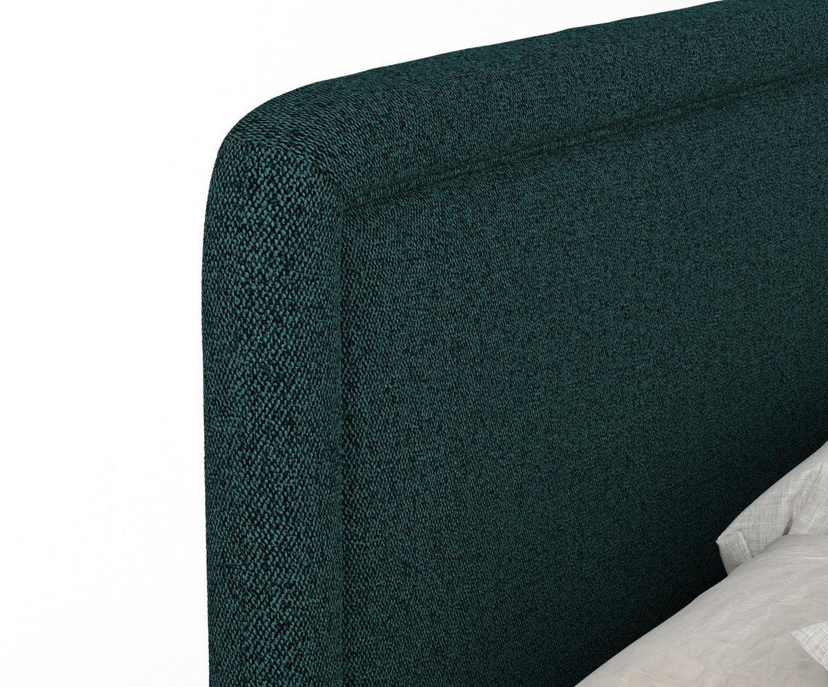BOXSPRINGBETT Salvi Grün 140/200 cm mit Latex-Topper - Silberfarben/Grün, Holz/Holzwerkstoff (140/200cm) - Maison de Reve