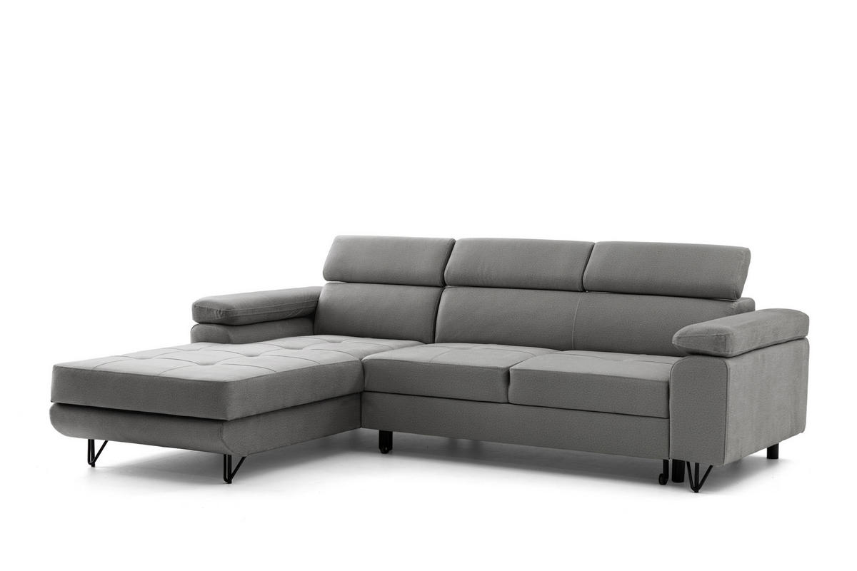 ECKSOFA NORIS L Grau mit Schlaffunktion Links - Grau, Holz/Textil (250/183cm) - Muffo