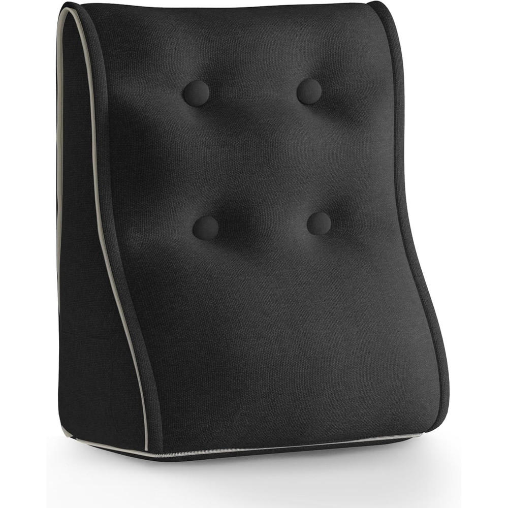 RÜCKENKISSEN Kopfteilkissen Polyesterleinen Anthrazitgrau 50/22cm - Anthrazit, Textil (22/50cm) - Vercart