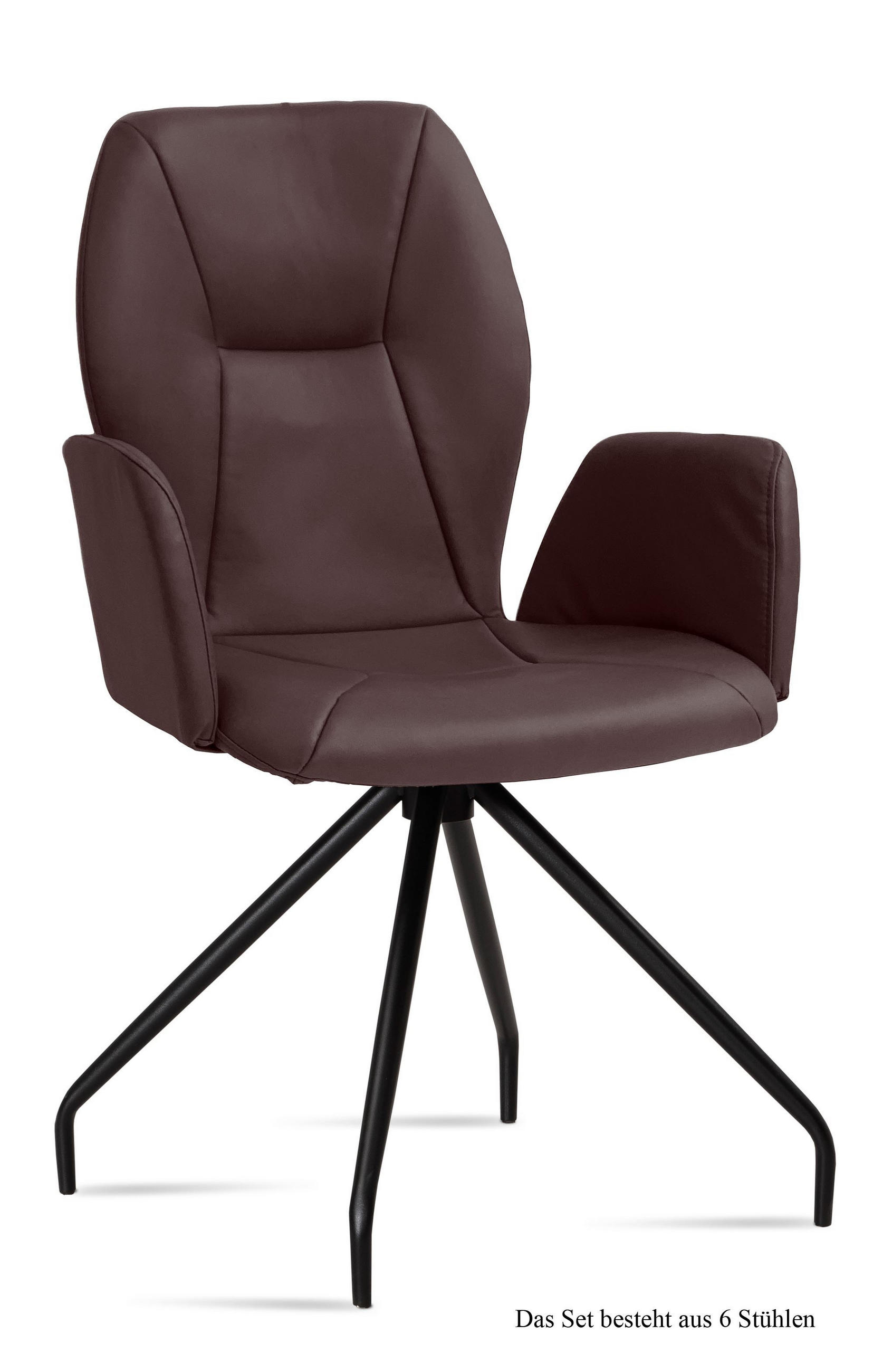 ARMLEHNSTUHL (6er-Set) Dionis 58x92x60 Schwarz/Braun - Schwarz/Braun, Kunststoff (60/92/58cm) - 58aufmkessel